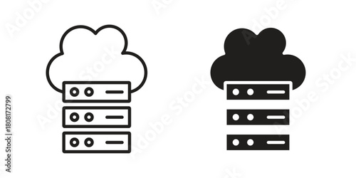 Cloud server icon symbols. app and web UI solid and line icon, EPS10