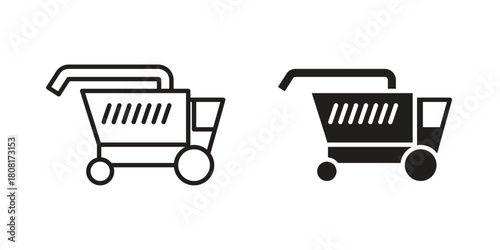 Combine harvester icon symbols. app and web UI solid and line icon, EPS10