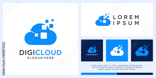 Abstract digital cloud logo design template