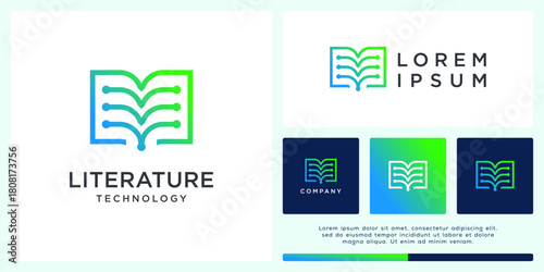 Literature tech logo design book shape