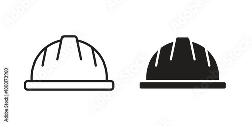 Construction safety helmet icon symbols. app and web UI solid and line icon, EPS10