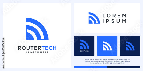 Router technology logo design template