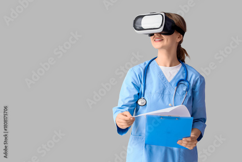 Female doctor in VR glasses...