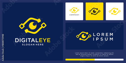 Digital eye logo design template