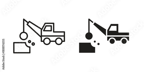 Demolition icon symbols. app and web UI solid and line icon, EPS10