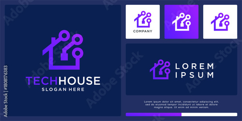 Tech house logo design template