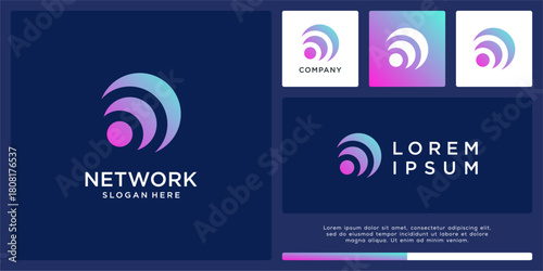 Global network logo design for signal symbol