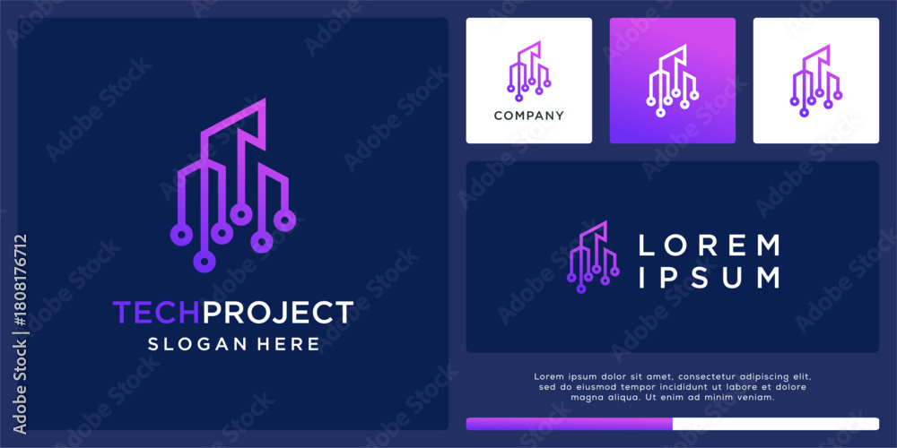 Fototapeta premium Tech building project logo design template