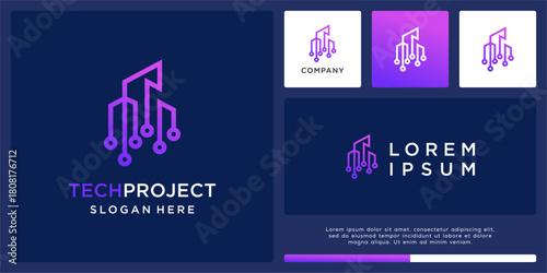 Tech building project logo design template