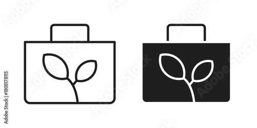 Eco bag icon symbols. app and web UI solid and line icon, EPS10