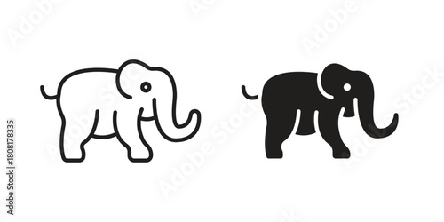 Elephant icon symbols. app and web UI solid and line icon, EPS10