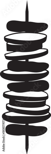 Black and white vector graphic of a shish kebab