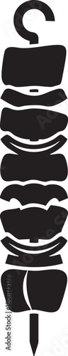 Black and white silhouette of a shish kebab