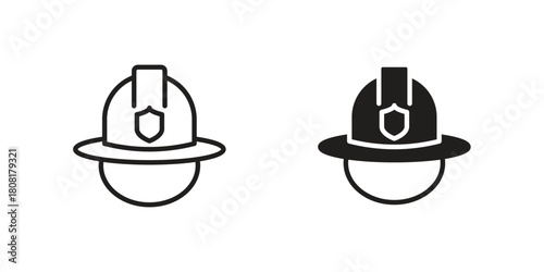 Firefighter helmet icon symbols. app and web UI solid and line icon, EPS10