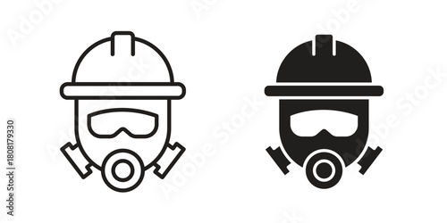Fireman Mask icon symbols. app and web UI solid and line icon, EPS10