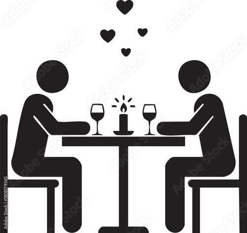 Silhouette of a couple enjoying a romantic dinner