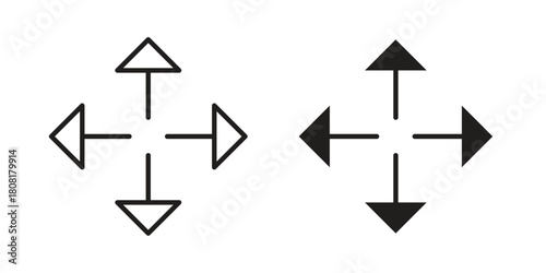 Four directions icon symbols. app and web UI solid and line icon, EPS10