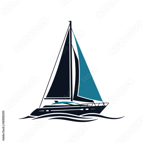 Elegant Sailboat Silhouette Design Nautical Logo Illustration