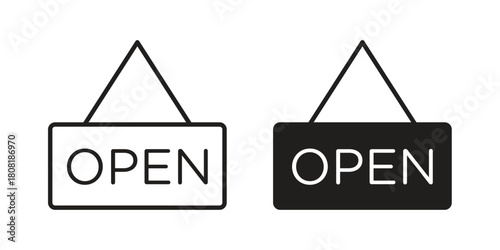 Open icon symbols. app and web UI solid and line icon, EPS10