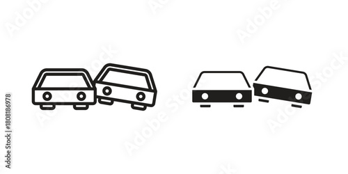 Overturned car icon symbols. app and web UI solid and line icon, EPS10