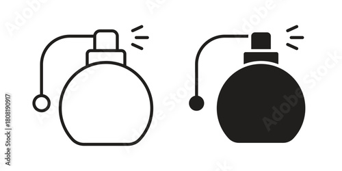 Round perfume bottle icon symbols. app and web UI solid and line icon, EPS10