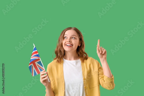 Young woman with UK flag po...