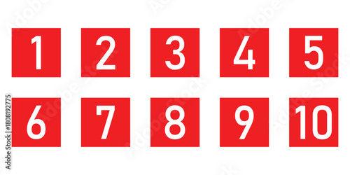 simple bullet point number icon on red square shape.