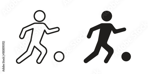 Soccer player icon symbols. app and web UI solid and line icon, EPS10