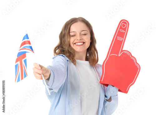 Young woman with UK flag an...