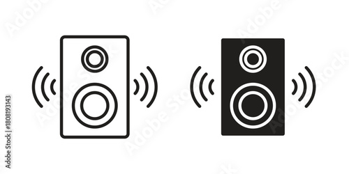 Soundbox icon symbols. app and web UI solid and line icon, EPS10