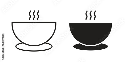 Soup bowl icon symbols. app and web UI solid and line icon, EPS10