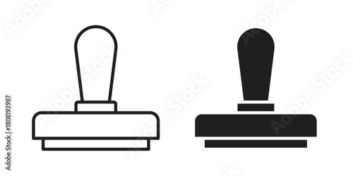 Stamp icon symbols. app and web UI solid and line icon, EPS10