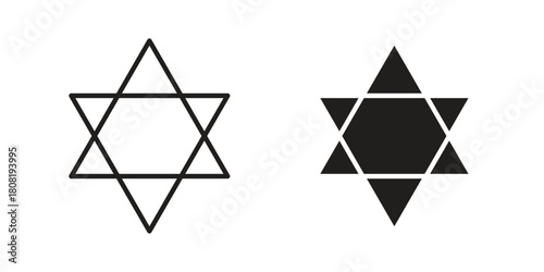 Star of David icon symbols. app and web UI solid and line icon, EPS10
