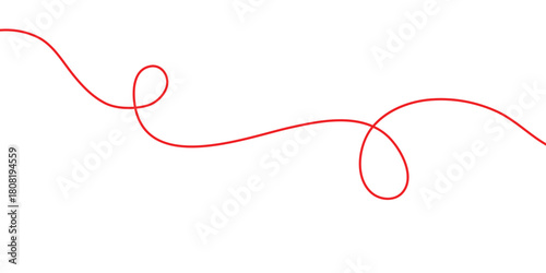 simple red curly line design art.
