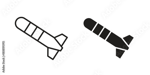 Torpedo icon symbols. app and web UI solid and line icon, EPS10