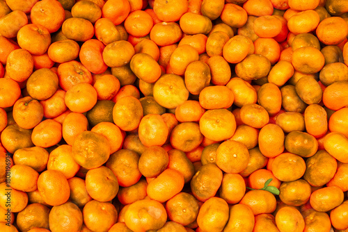 Fresh tangerines in wide commercial frame