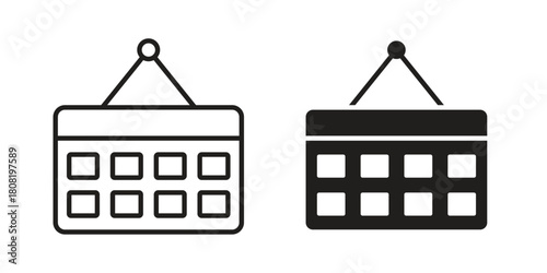 Wall calendar icon symbols. app and web UI solid and line icon, EPS10