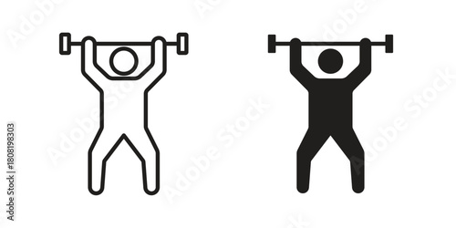 Weightlifter icon symbols. app and web UI solid and line icon, EPS10