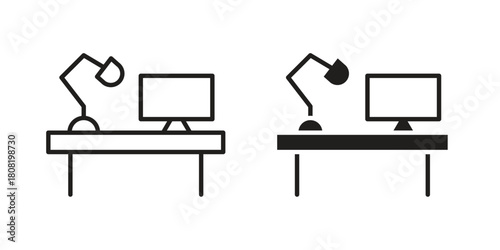 Workspace icon symbols. app and web UI solid and line icon, EPS10
