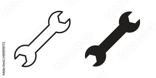 Wrench icon symbols. app and web UI solid and line icon, EPS10