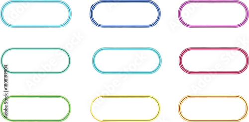 Nine colorful oval frames forming a grid Ideal for highlighting text or visuals in design projects