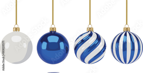 Festive Christmas Ornaments A Collection of Blue and White Baubles