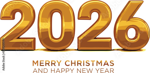 Golden 2026 New Year Greetings with Merry Christmas Wish