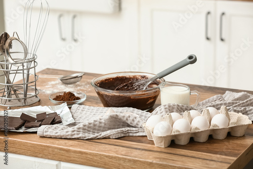Bowl with raw dough for pre...
