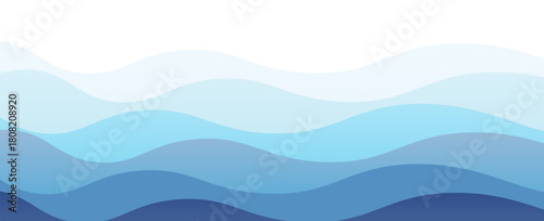 Sea waves layered vector background illustration and sea beach. vector illustration
