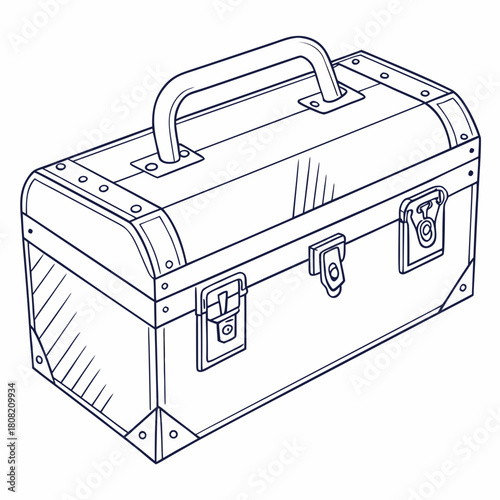 Metal toolbox isolated on, a sturdy container for tools