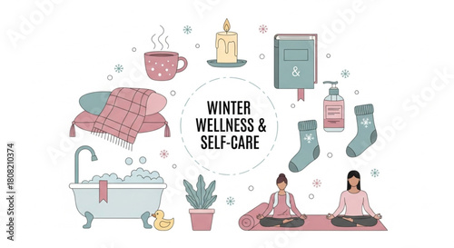 Cute Winter Comfort Items Collection – Flat Cartoon Illustration