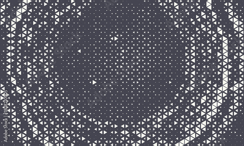 Triangular Halftone Texture Retrowave Vector Geometric Technology Abstract Background. Half Tone Triangles Retro Colored Pattern. Vector
