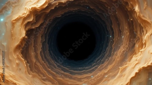 Abstract rotating nebula with a black hole at its center. 4k video