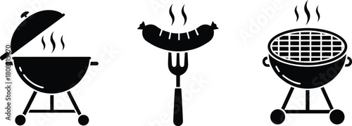 Here is a title and a list of keywords for the illustration of barbecue elements, optimized for Adobe Stock vector content SEO, meeting all your constraints.